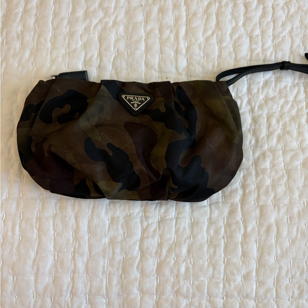 Prada wristlet or cosmetic bag. Camouflage nylon fabric.